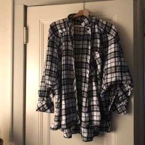 Oversized black and white flannel